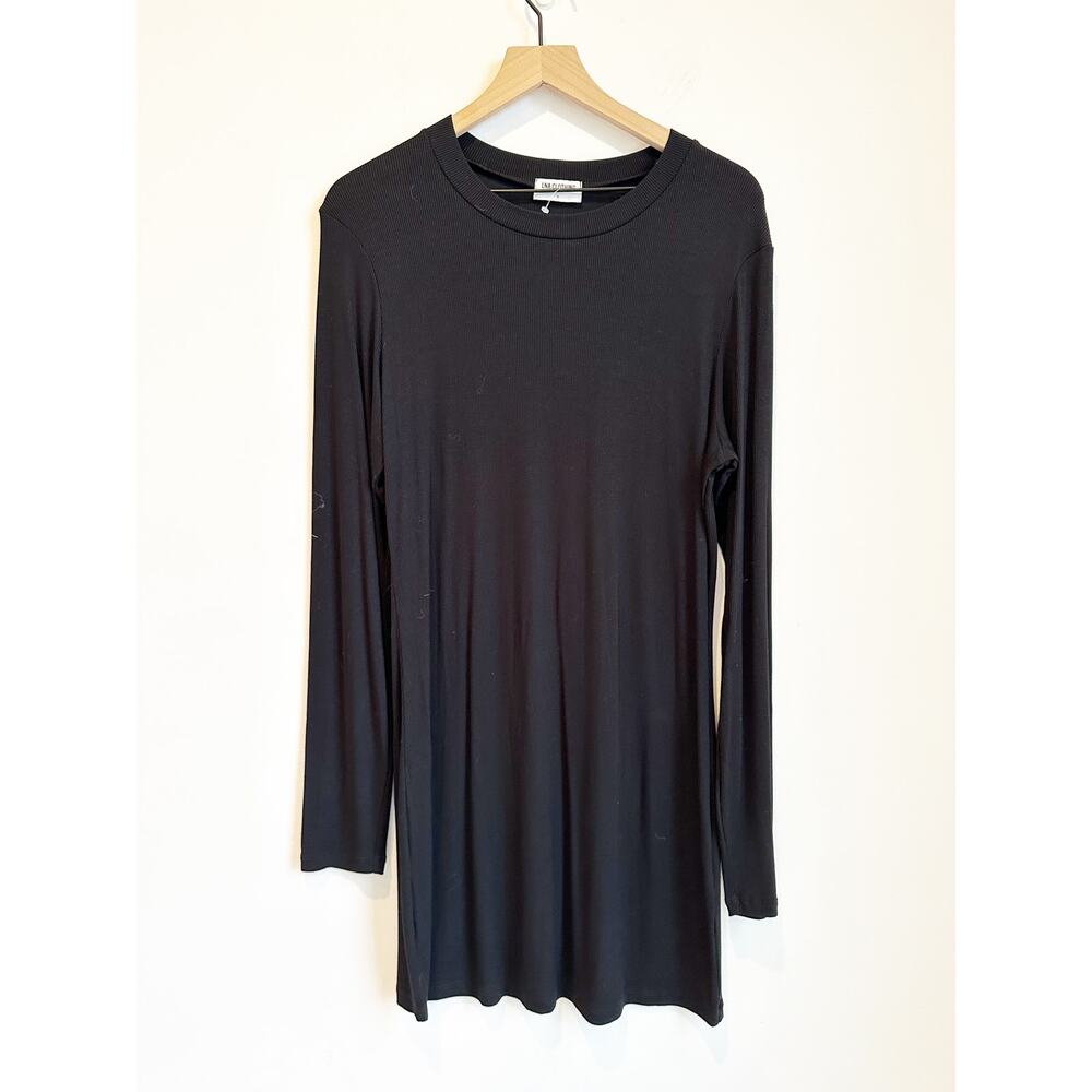 LNA Ribbed Long Sleeve Black Knee Length Dress Size 1X
